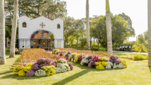 Decoração de casamento com crisântemos