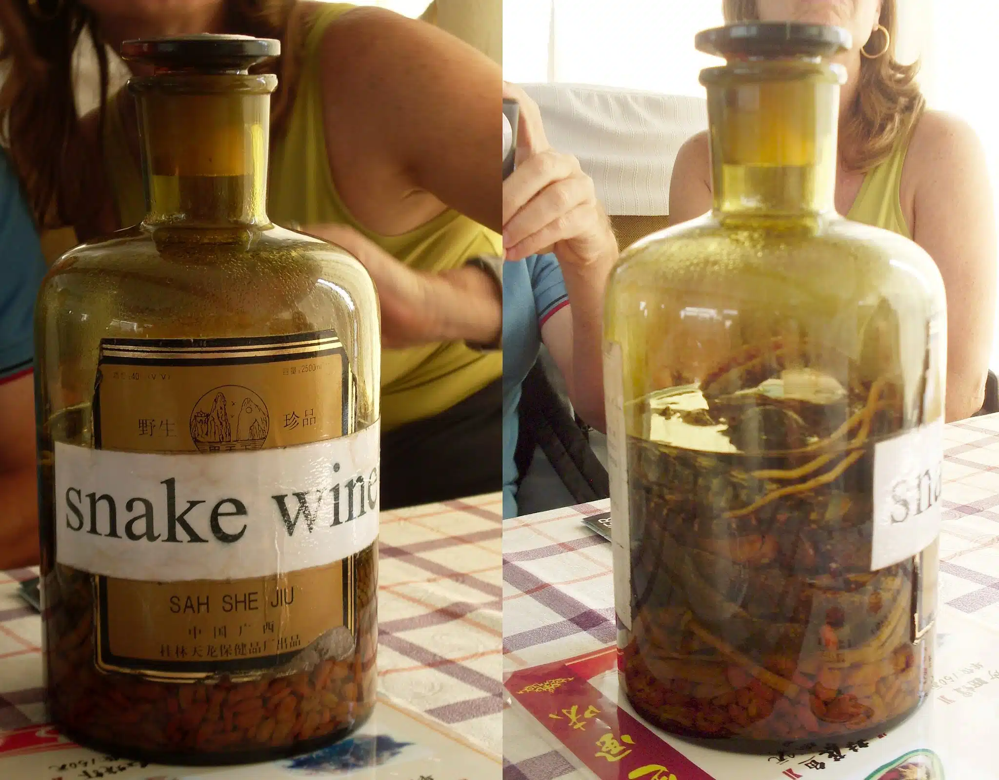 two botles with snake wine
