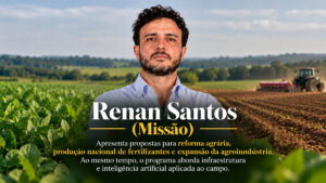 Renan Santos apresenta propostas para reforma agrária, produção de fertilizantes, agroindústria e tecnologia no campo nas eleições de 2026