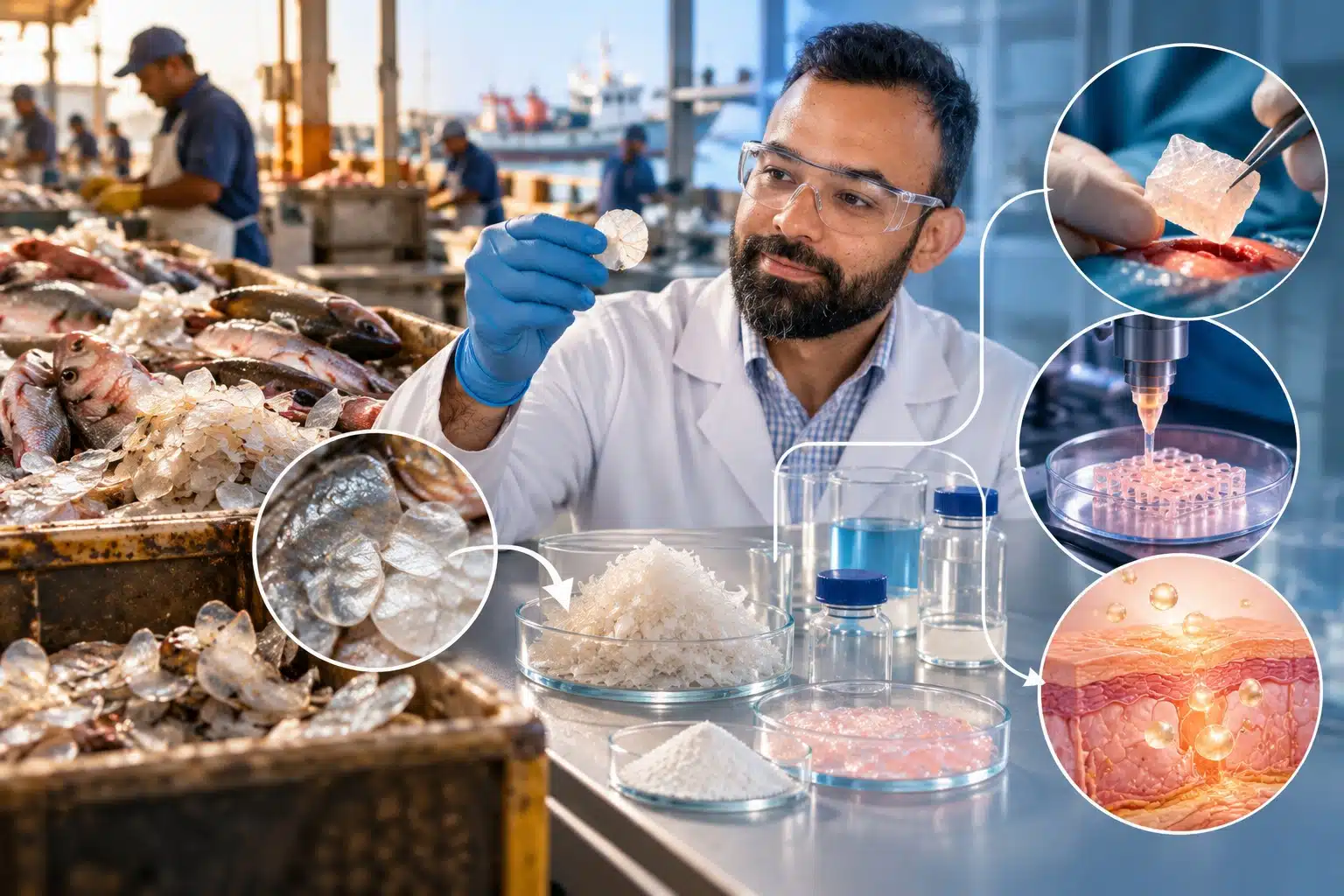 Escamas descartadas em entreposto pesqueiro de São Luís podem ser usadas para criar biomateriais na medicina